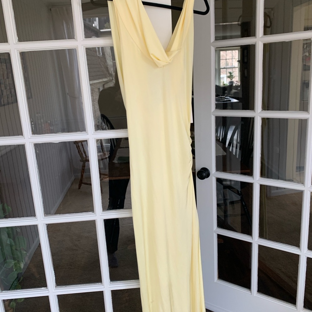 Free People Yellow Cowl Neck Sleeveless Maxi Gown